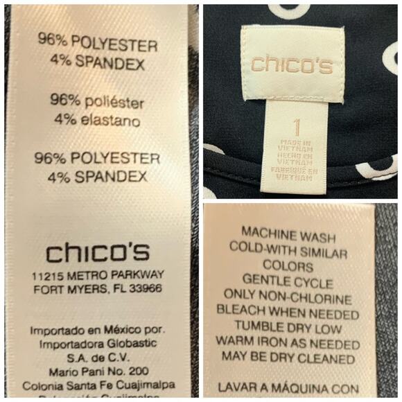 Chico’s Black Circle Print High Low Tunic Dress Size 1 - Women's Size Small - Picture 9 of 11